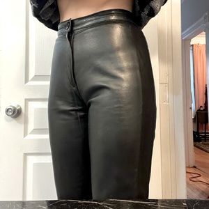 Black vintage genuine leather pants